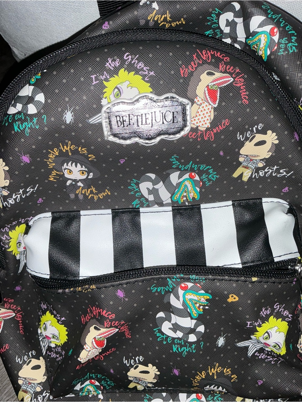Beetlejuice Black & White Mini Bag with Graphic Print